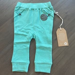 New Finn & Emma 100% Organic Cotton Kinit Pants Green Sloth 3-6M